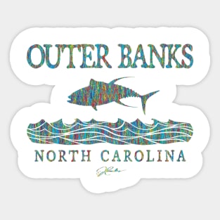 Outer Banks, North Carolina, Yellowfin Tuna Leaping Over Waves Sticker